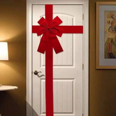 Big Ribbon Bow Christmas Red Redbow Front Door Decorations H