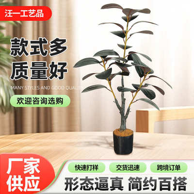 大型仿真绿植黑金刚橡皮树 室内客厅植物摆件网红ins橱窗落地盆栽