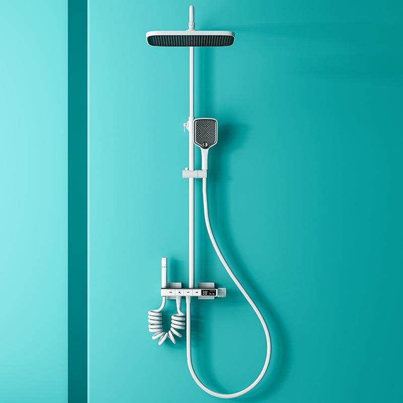 新款直销白色恒温数显淋浴钢琴花洒套装龙头铜浴室沐浴增压按摩喷