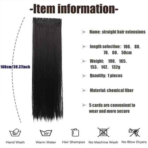 新款直销跨境假发女5卡夹式接发片 自然垫发接发化纤接发片长直发