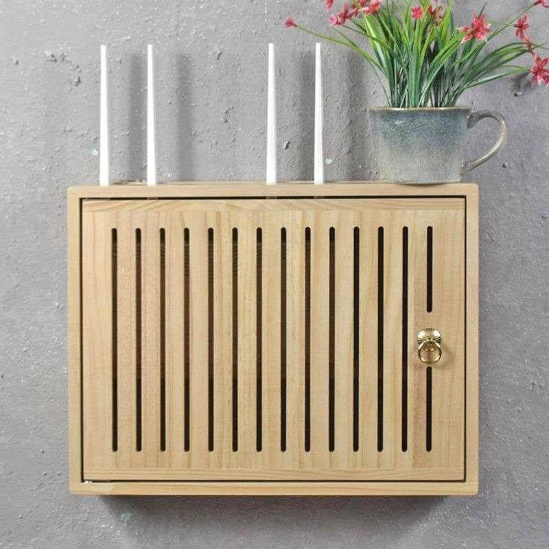 多媒体路由器遮挡实木光猫收纳盒壁挂式置物架装饰集线弱电箱新款