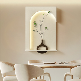 入户门正对墙玄关挂画现代简约餐厅饭厅装饰画轻奢led灯客厅壁画