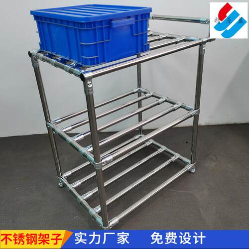 不锈钢货架201钢管仓储置物半成品缓存周转304精益管线棒架子