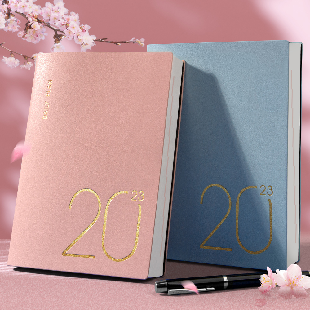 2023年日历本a5年历日程笔记本子定制记事本商务手账本翻页日记皮