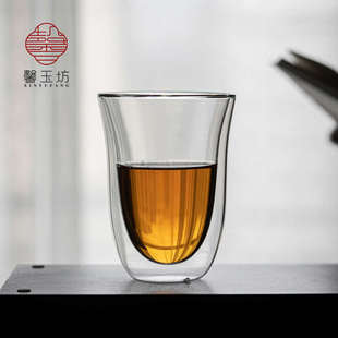 馨玉坊创意双层玻璃杯子耐高温隔热水杯女咖啡杯大小号早餐杯男士