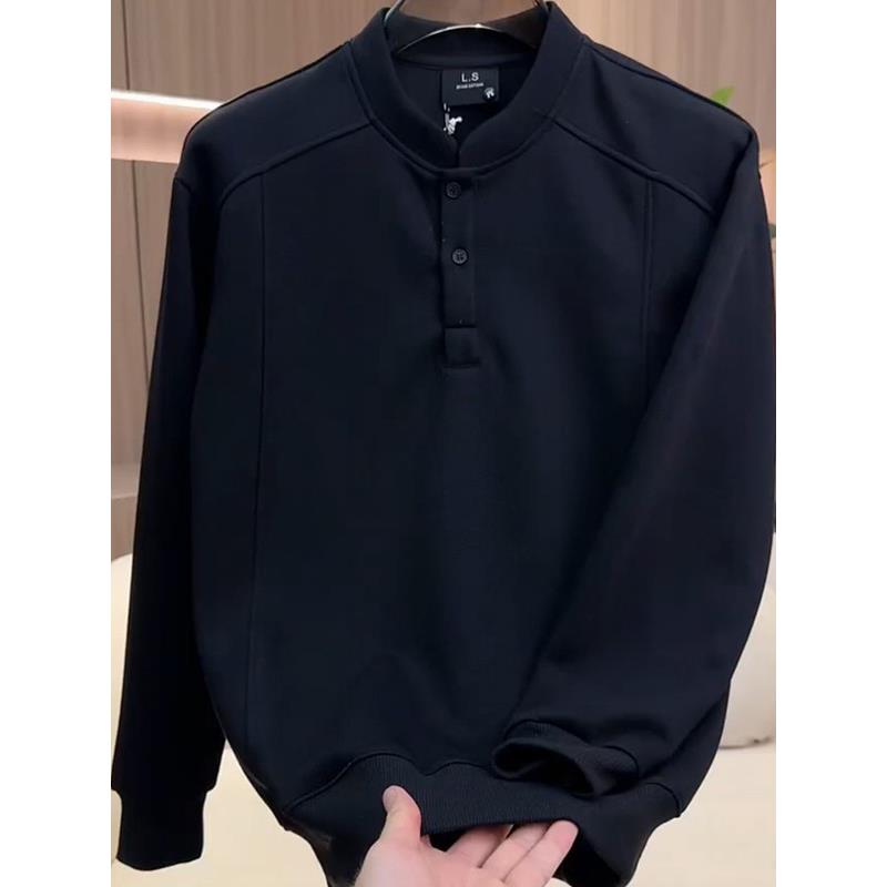 Mostarsea~亨利领韩版轻熟风卫衣男士春秋休闲百搭宽松长袖打底衫