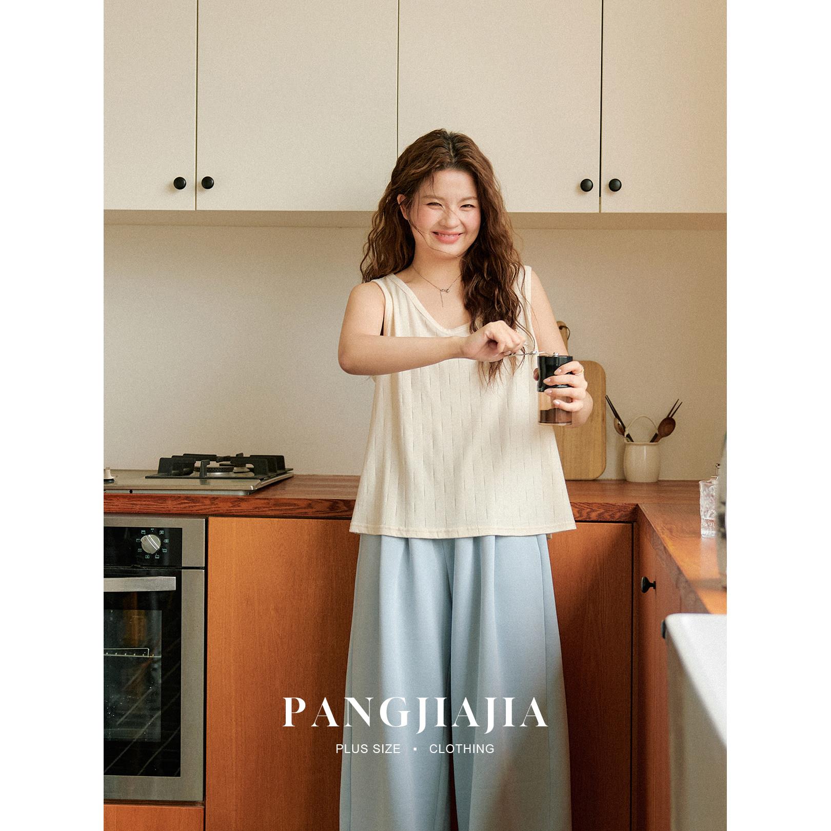 【胖佳佳】胖妹妹mm大码女装海盐吊带背心女夏季新款百搭针织上衣