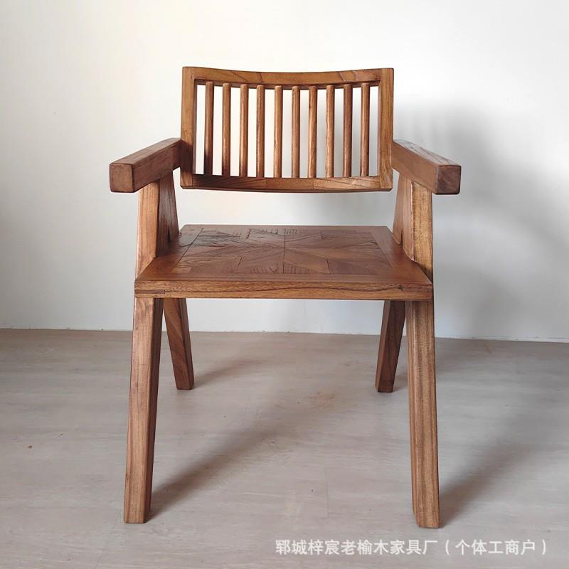 禅意中式老榆木凳子实木餐厅餐椅诧寂风咖啡店椅子酒店民宿餐椅