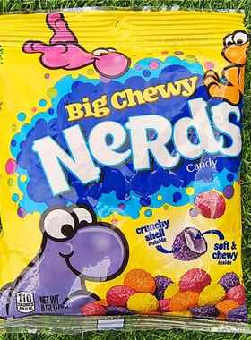 松脆大粒夹心咀嚼糖水果酸甜糖果儿童零食NERDS BIG CHEWY CANDY