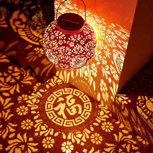 太阳能高亮新年红灯笼中国风节日发光客厅户外中式灯笼阳台装饰