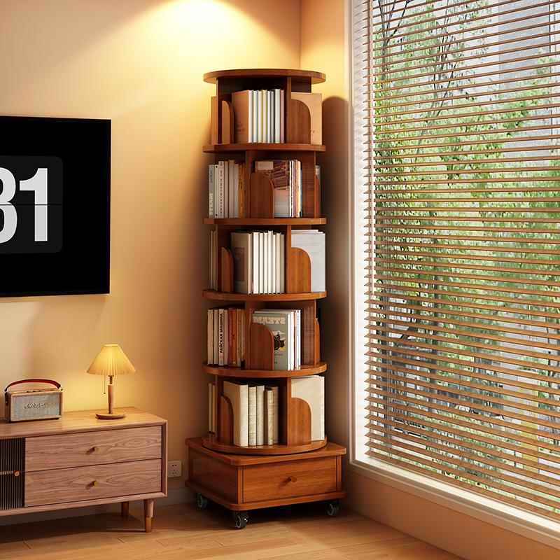 旋转式多层书架 360 度落地置物柜 客厅简易收纳架 学生卧室绘本