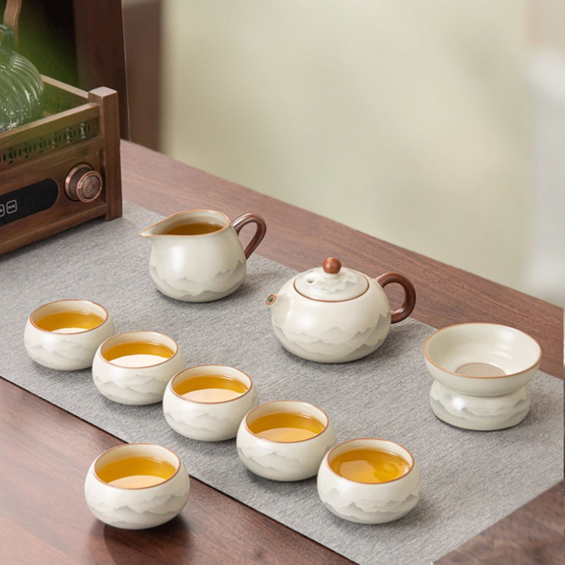 功夫茶盖碗茶汝窑套装整套茶具