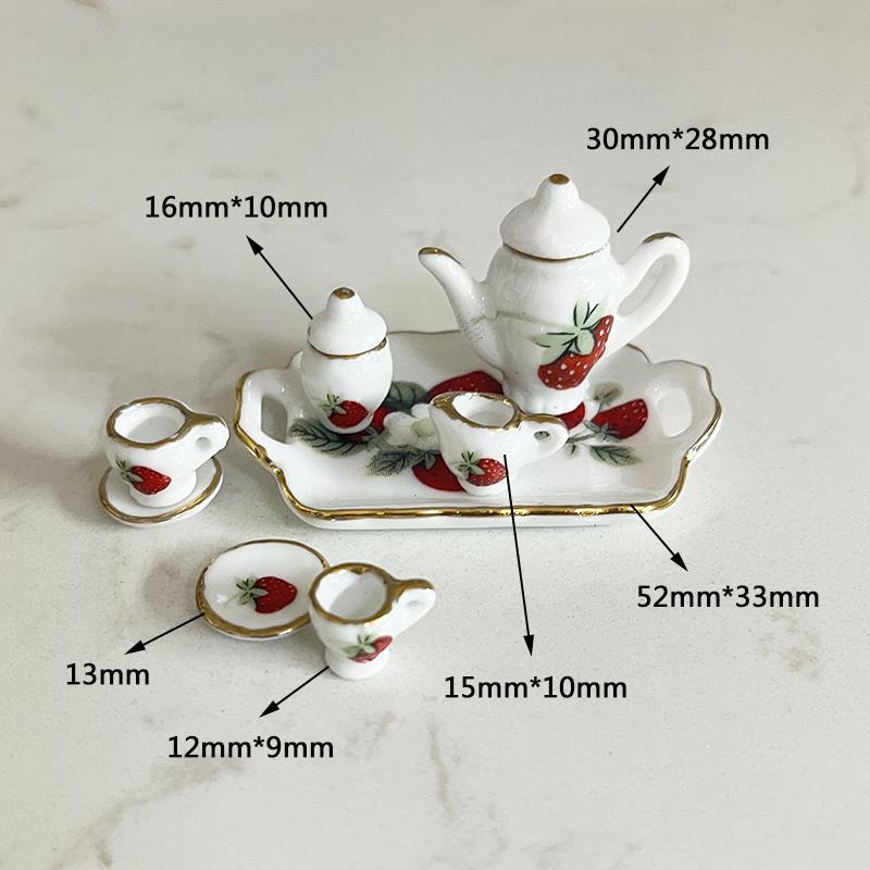 1:12娃娃屋DIY屋迷你陶瓷模型儿童过家家玩具10头厨房茶具餐具