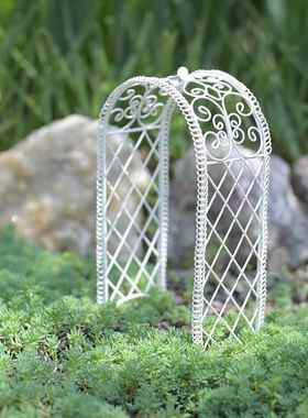 外贸出口欧美铁艺迷你白色花朵蕾丝拱门Zakka杂货微景观摆件装饰