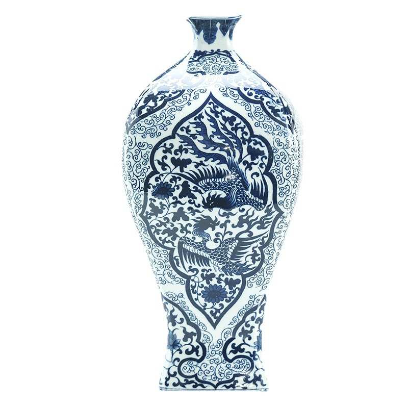 青花瓷陶瓷中式梅花瓶花瓶花瓶手绘陶瓷瓶青花瓷景德镇别墅仿古