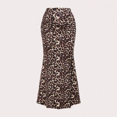 Women's Leopard Print Mermaid Skirt Casual Fitted