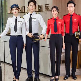 文工团乐队服装演出服正红衬衣肩章衬衫打军鼓国旗班升旗手服装