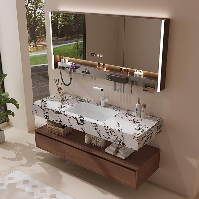 桦崟2025新款宝格丽岩板陶瓷无缝一体盆洗漱台脸手盆中古风浴室柜组合摆件饰品床笠拉车