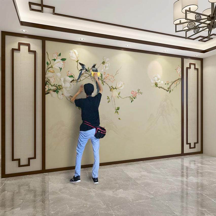 新中式花鸟壁布电视背景墙壁画客厅沙发影视墙纸墙布卧室壁纸2022,节庆用品/礼品,婚房装扮用品,淘宝优惠券,粉丝福利购,淘宝优惠卷