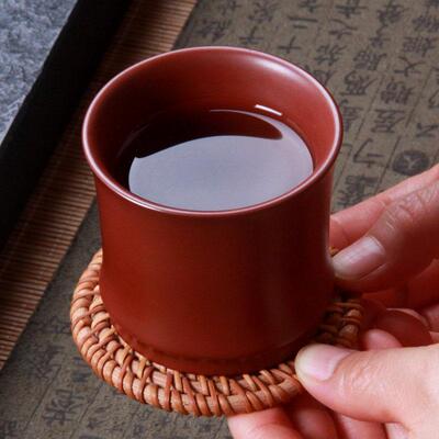 心经喝茶杯紫砂红泥主人杯单杯高档个人专用朱泥大红袍紫砂杯男士