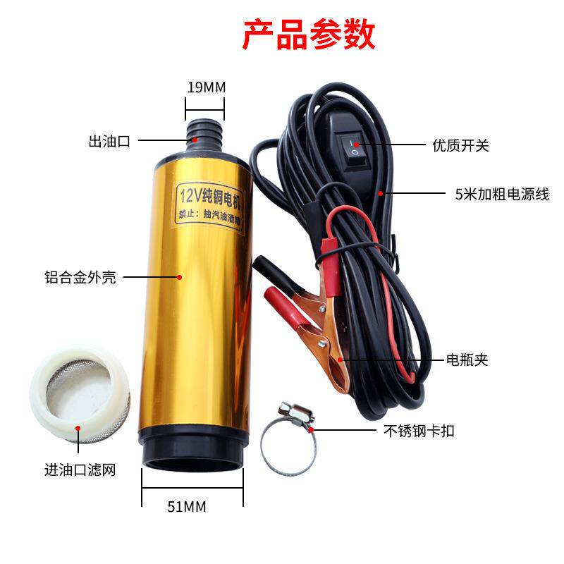 电动抽油泵12V小型柴油电动油泵24v自吸家用小潜水泵