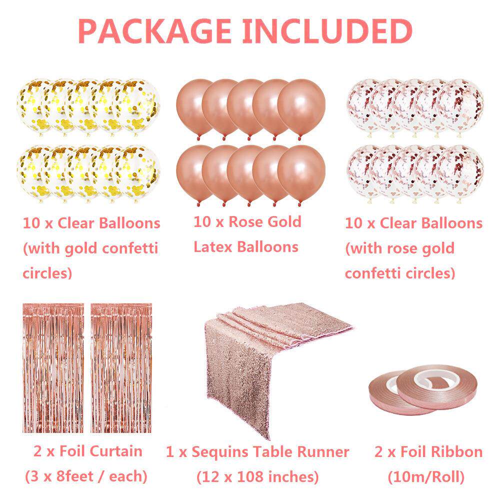 对装饰玫派瑰气球套金装雨丝帘门帘亮片桌旗布玫瑰金色系桌迪彩乳