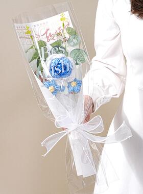毛线花向日葵女老师餐桌花艺