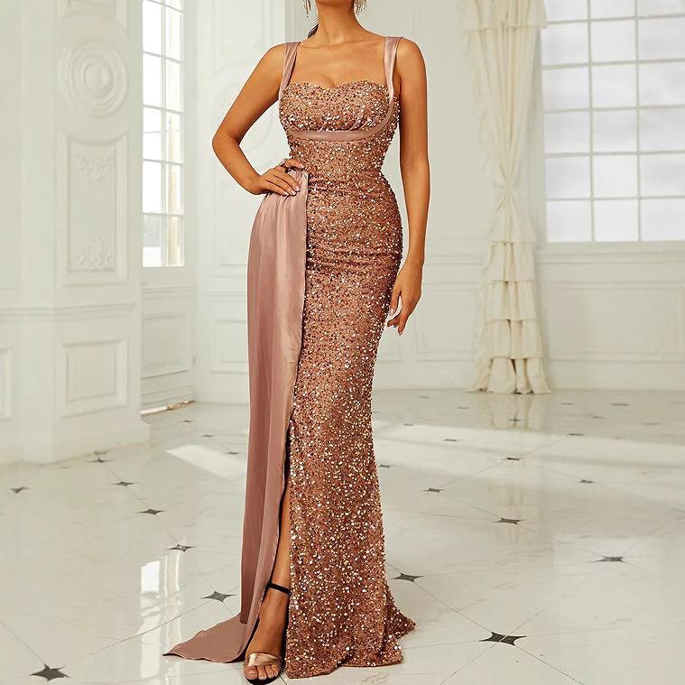 dress evening banquet gown evening fishtail host sequin