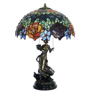 厂家直销 玫瑰温馨创意玻璃全铜客厅大台灯灯具店面别墅装饰灯