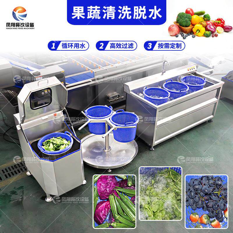 工厂直销果蔬清洗脱水生产线生菜草莓清洗机臭氧气泡洗菜机