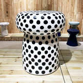黑白斑点蘑菇凳陶瓷凳现代简约装 饰摆件客厅户外公园阳台休息座椅