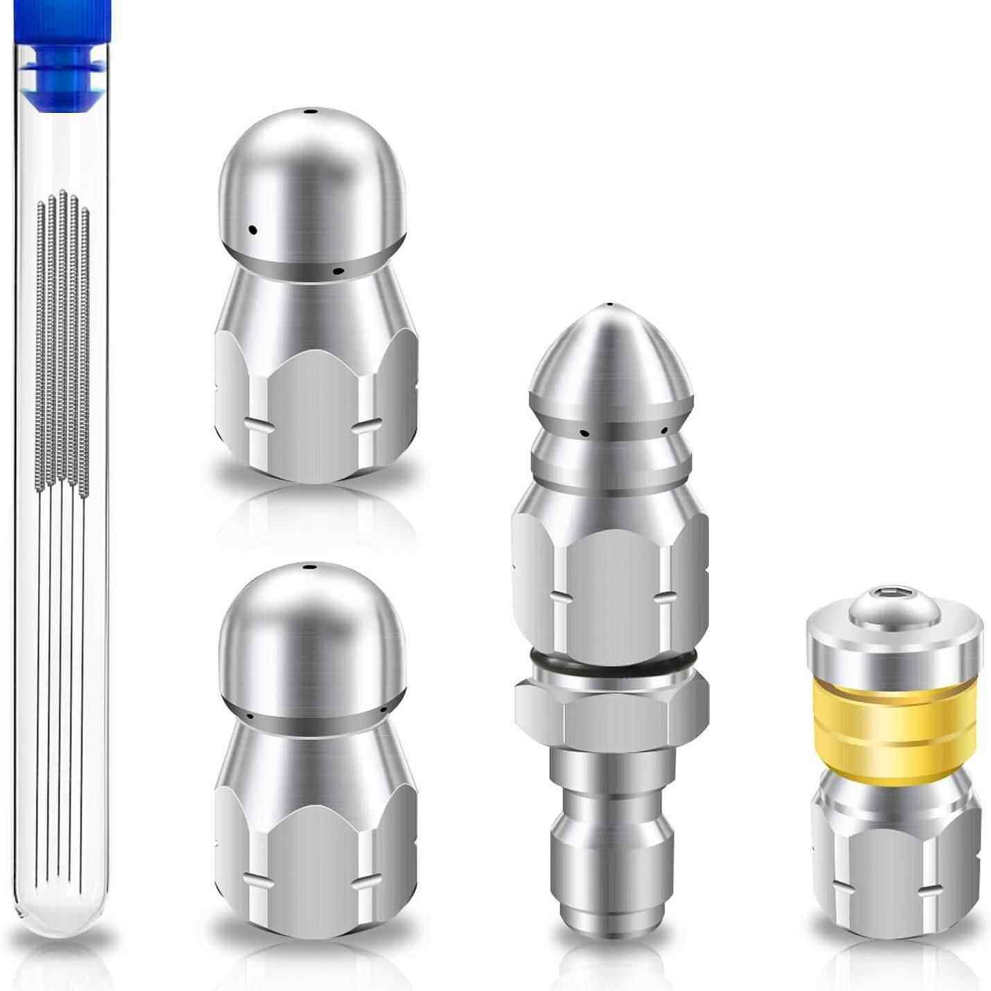 5PCS下水道喷嘴套件，不锈钢下水道喷射器1/4英寸NPT用于高