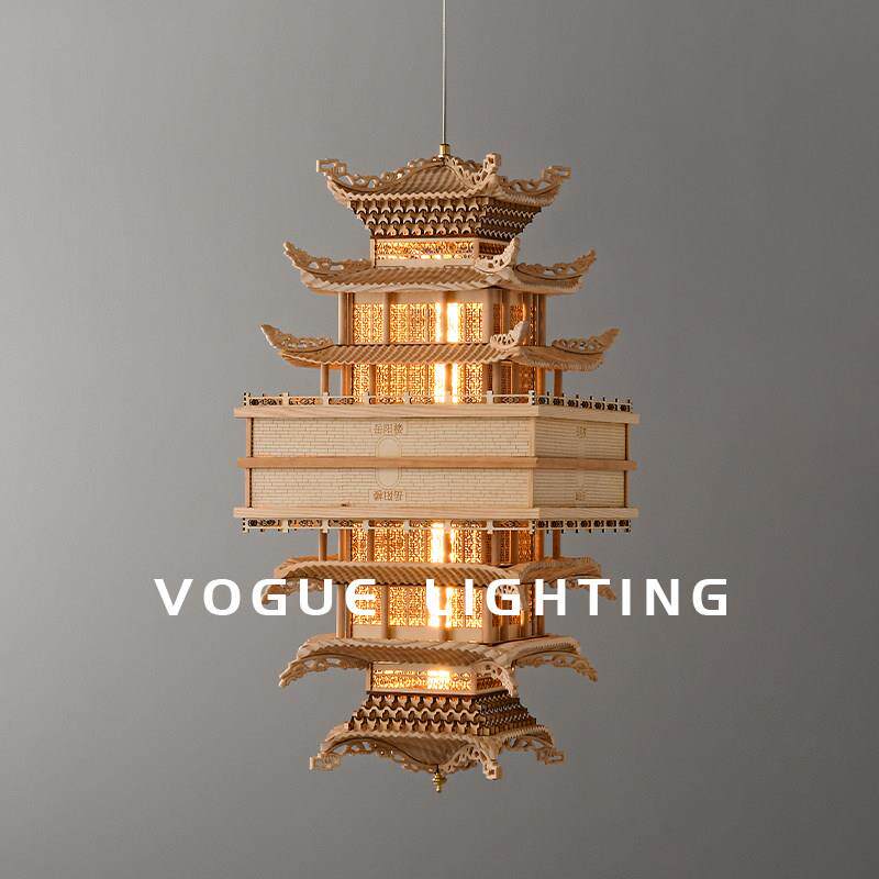 【楼兰】新中式彷古建筑吊灯模型摆件中国风凉亭楼阁客厅装饰灯具