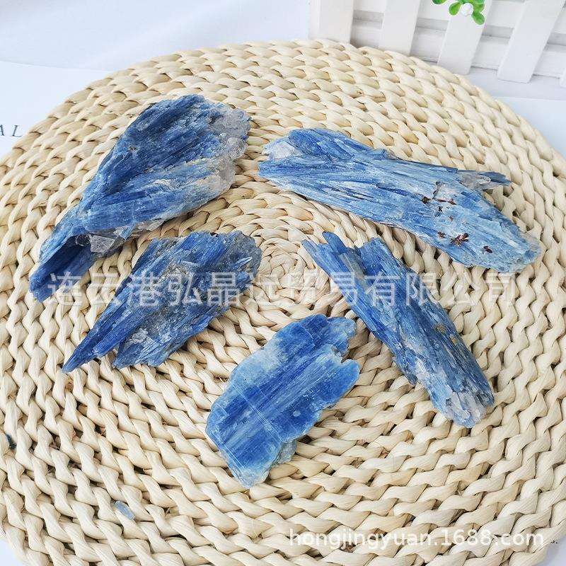 弘晶远水晶 天然蓝晶石矿标 巴西蓝晶原矿矿标 晶簇蓝色矿物矿石