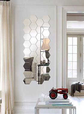 12Pcs 3D Mirror Wall Sticker Home Decor Hexagon Decorations