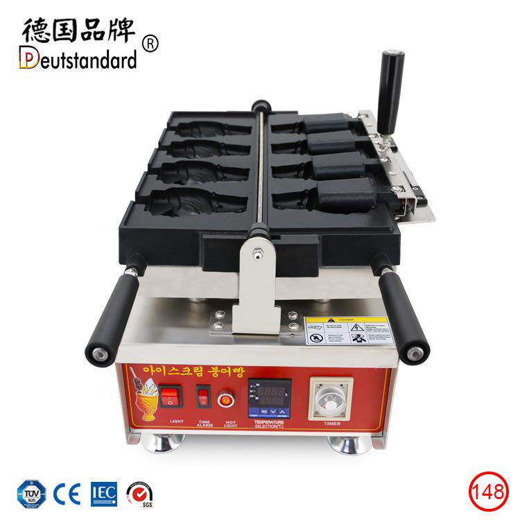 新品火爆街头巷尾数显版开口小狗狗形醇香圣代彩虹冰淇淋鲷鱼烧机