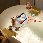 收纳网红透明支架浴缸置物架多功能卫生间泡澡追剧亚克力浴室架子