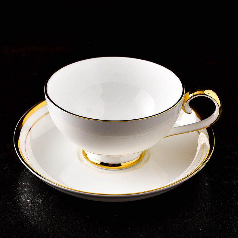 陶瓷套装骨瓷咖啡杯漂亮陶瓷杯下午茶杯白色描金拉花杯250毫升