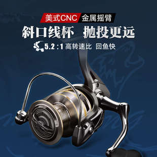 名伦狼王鱼轮纺车轮全金属远投轮金属摇臂微物路亚轮渔轮斜口