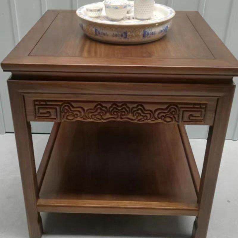 全实木小方桌花架客厅侧边茶几几角沙发榆木中式茶台鱼缸架盆景架