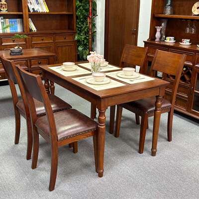 白椿木美式全实木餐桌椅组合1.2米小户型复古餐厅吃饭桌子1.4米