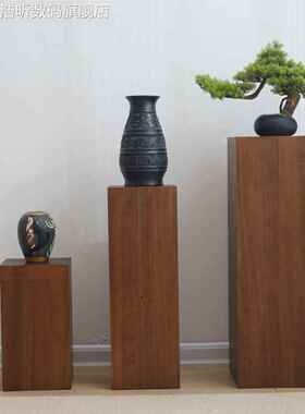 堡讯中实式复古风木墩子09175摆件底座花民宿方酒店形木桩展盖布