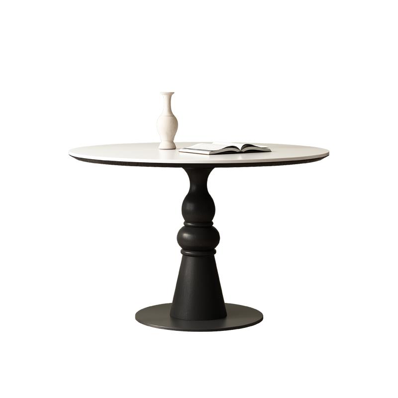 正品法式中古风实木圆餐桌简约家小户型纯用白形复闲古饭桌阳台休