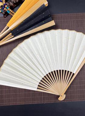 7-10寸中国风水磨玉竹绢布折扇绢丝布面扇子空白书画绢扇汉服扇子