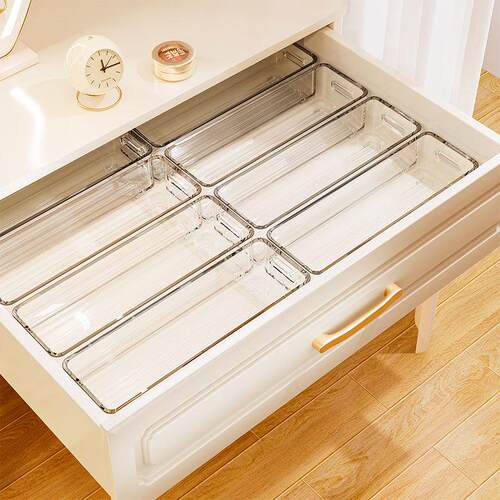 Drawer organizer box with built-in acrylic transparent recta