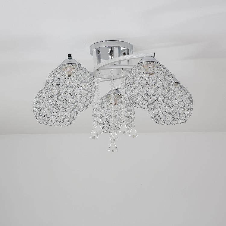 现代简约led房间灯圆形三头五头卧室灯小客厅玻璃吸顶灯