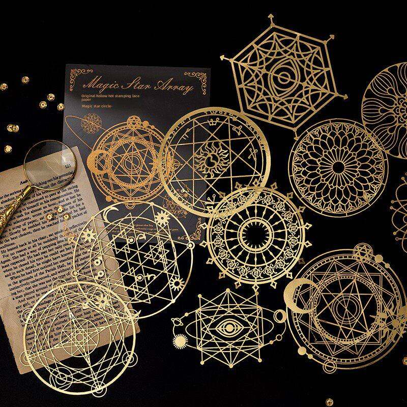 金色魔法阵覆古蕾丝烫金手帐背景打底纸扎痛包谷子装饰素材纸便签