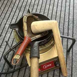 全套打油茶工具恭城灌阳全州剁茶锅木锤滤筛苏博纳油茶炉实心铁架