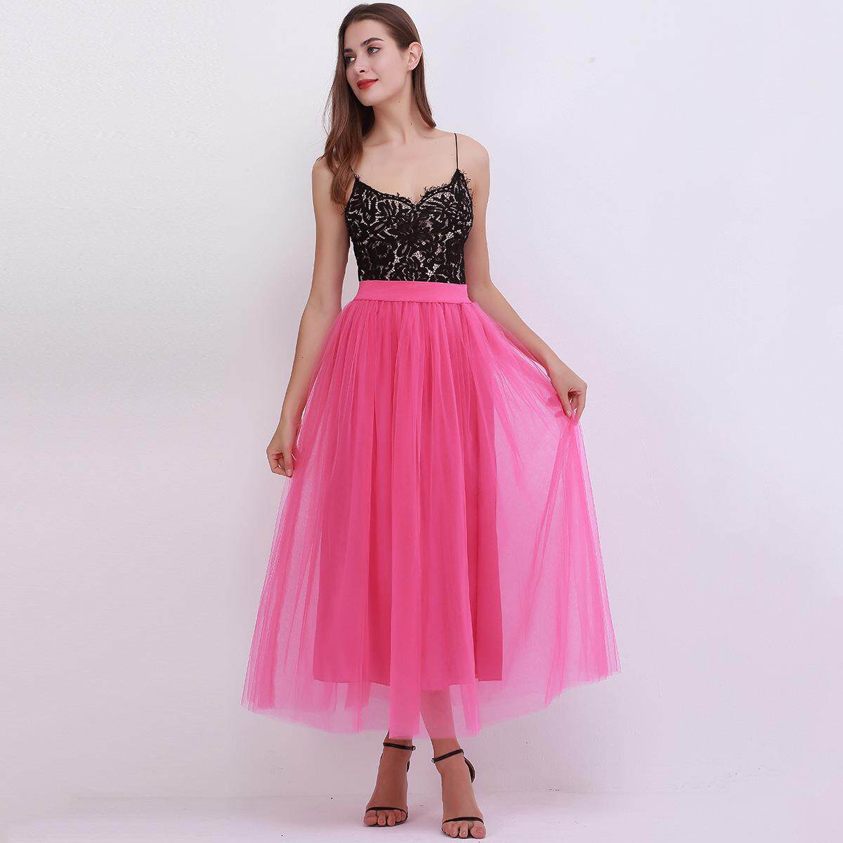 跨境爆款女装欧美4层100网纱半身长裙 tulle skirt亚马逊爆款纱裙