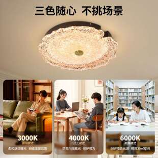 轻奢高级餐厅吸顶灯中古风护眼中山灯具413L 卧室吸顶灯2025年新款